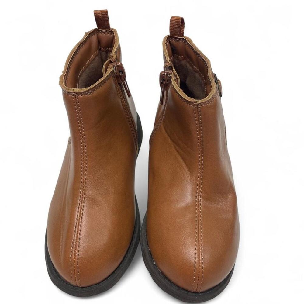 Brown leather ankle boots with
